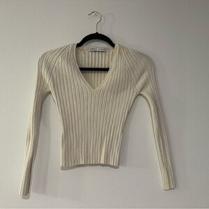 V-Neck Cream Sweater